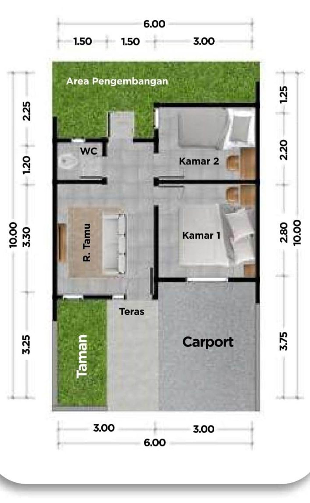 foto denah rumah tipe 30/60 perumahan GRAND AMELIA 2