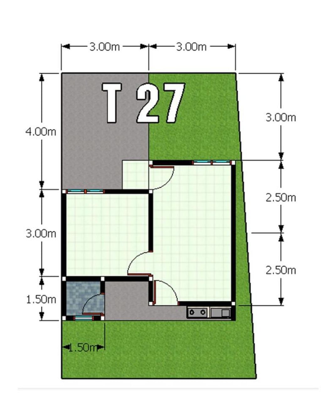 foto denah rumah tipe 27/62 166jt perumahan Graha Sejahtera Gentan