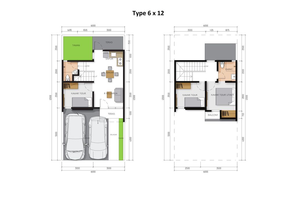foto denah rumah tipe 68/72 perumahan Amaya Eco Residence