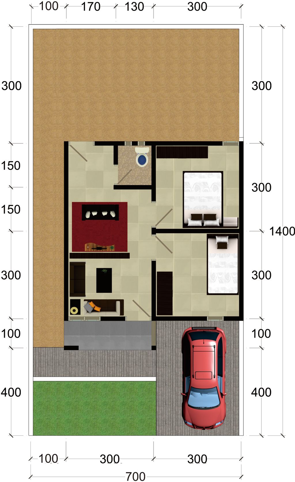 foto denah rumah tipe 36 perumahan Hasanah Land Tahap 3