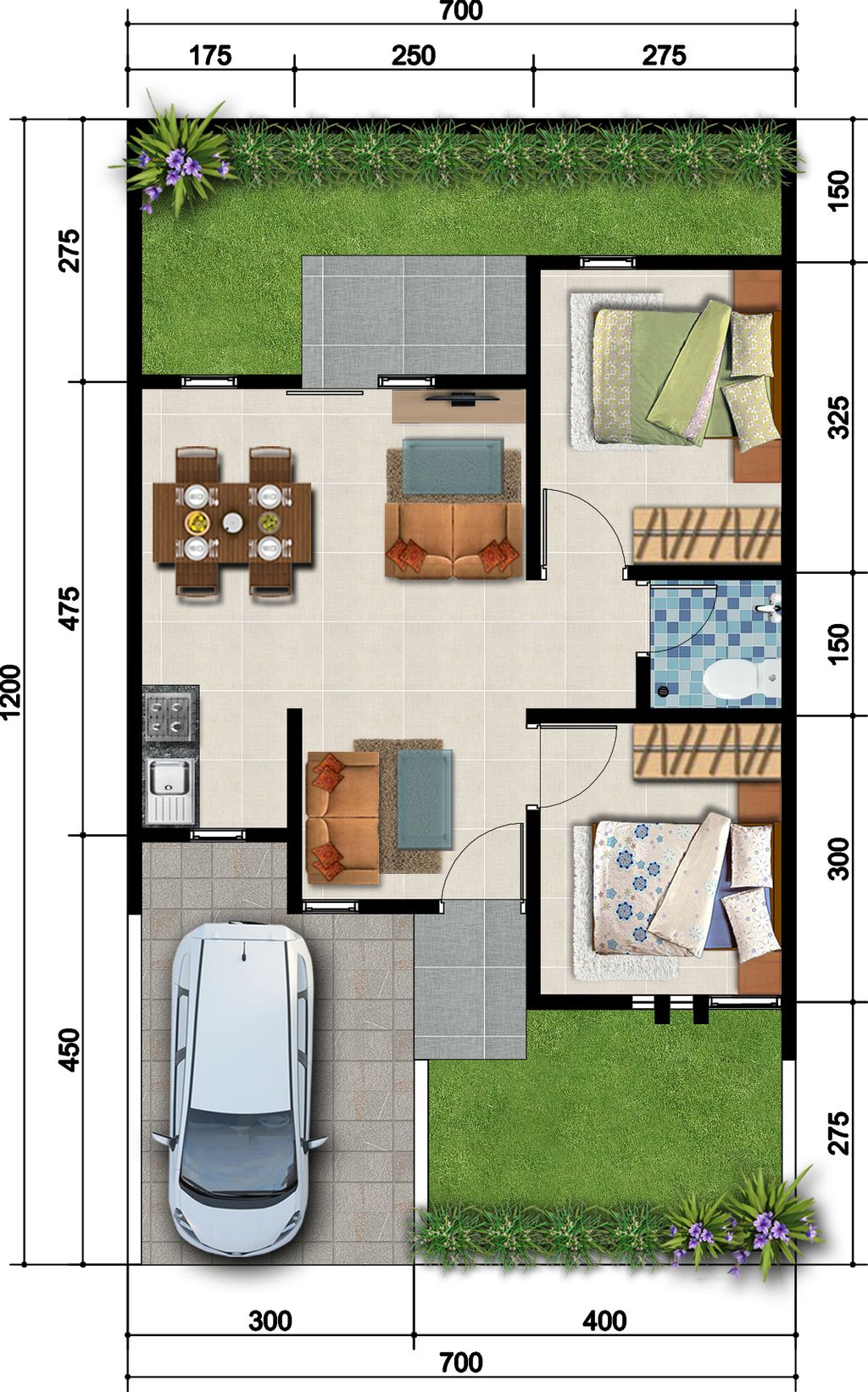 foto denah rumah tipe T.46 AA-01 perumahan PERMATA REGENCY