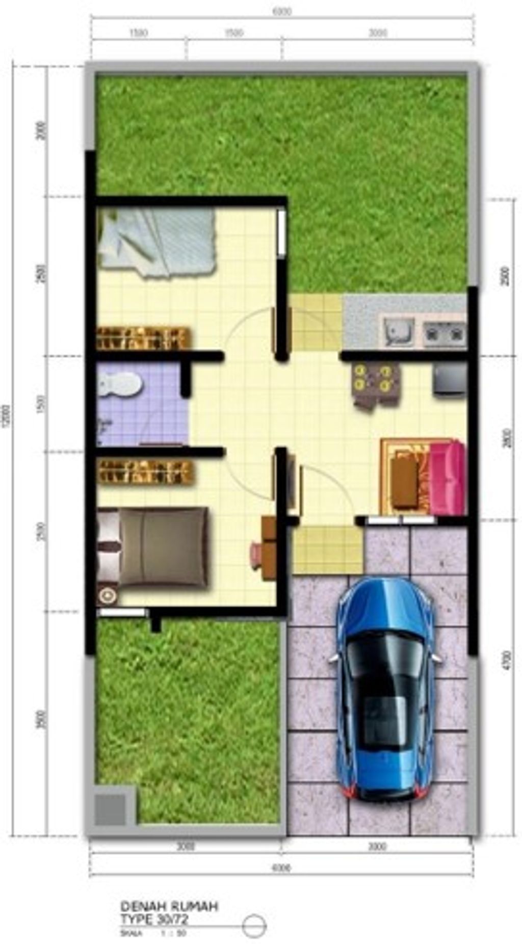 foto denah rumah tipe New SH-2 30/89 A perumahan Harvest City ( Sweet Hortensia )