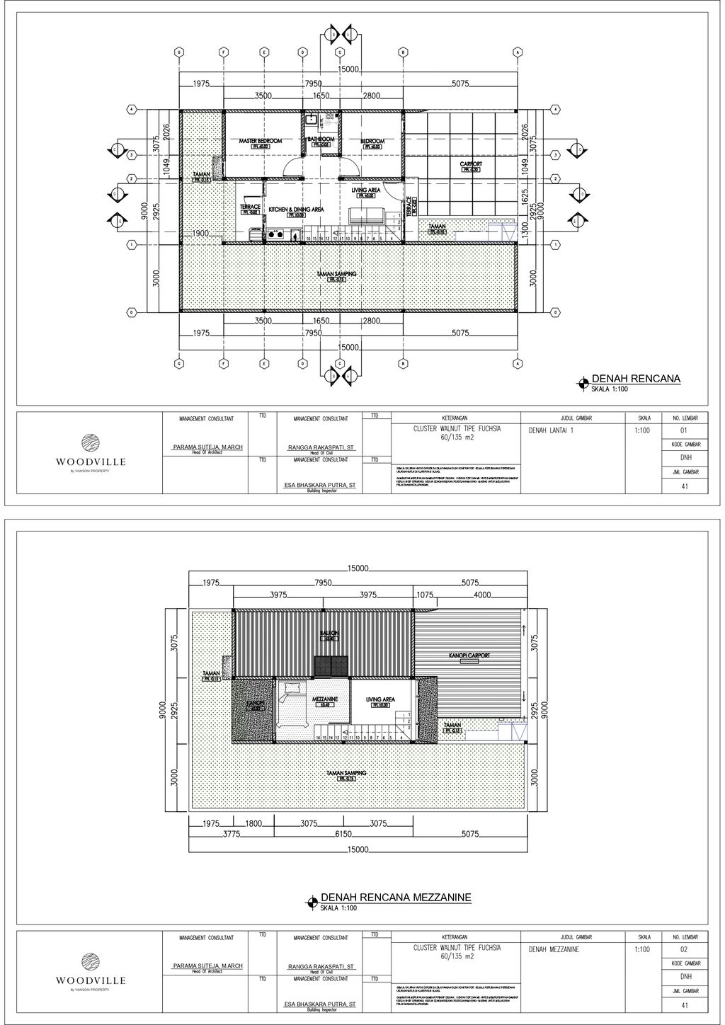 foto denah rumah tipe Walnut 60/135 perumahan Perumahan Woodville Residence