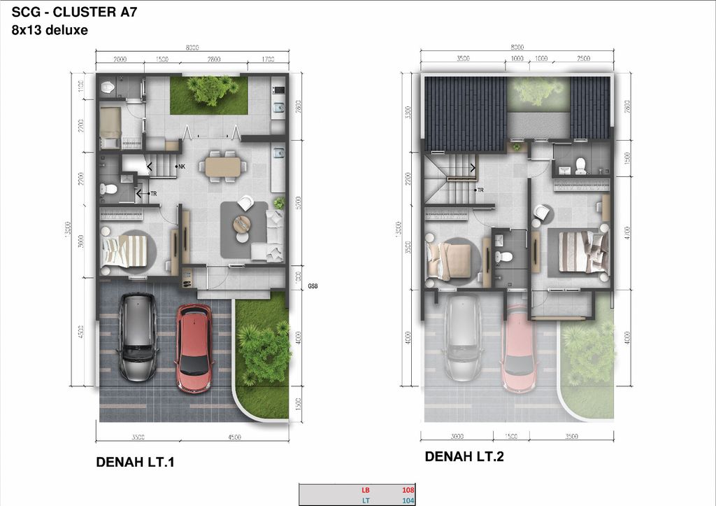 foto denah rumah tipe Regia 8 X 13 DELUXE perumahan SUMMARECON CROWN GADING - CLUSTER REGIA RESIDENCE