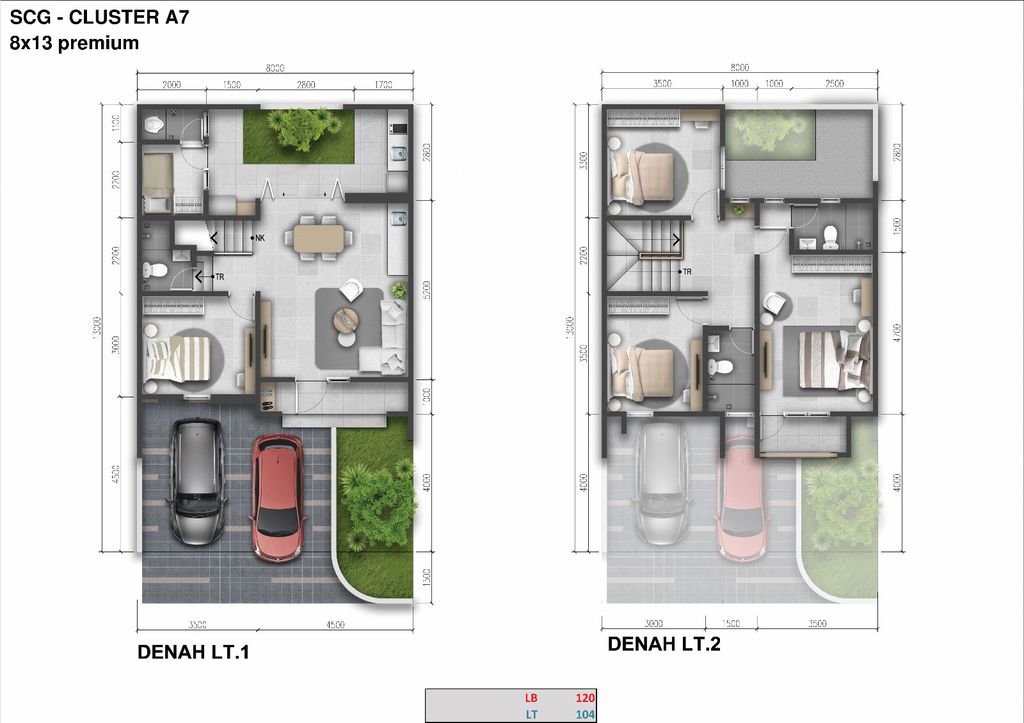 foto denah rumah tipe REGIA 8 X 13 PREMIUM perumahan SUMMARECON CROWN GADING - CLUSTER REGIA RESIDENCE