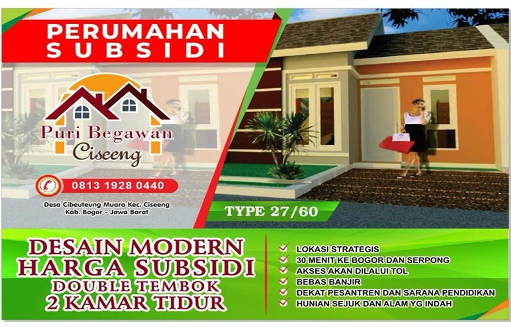 foto tampak rumah tipe 27/60 perumahan PURI BEGAWAN CISEENG
