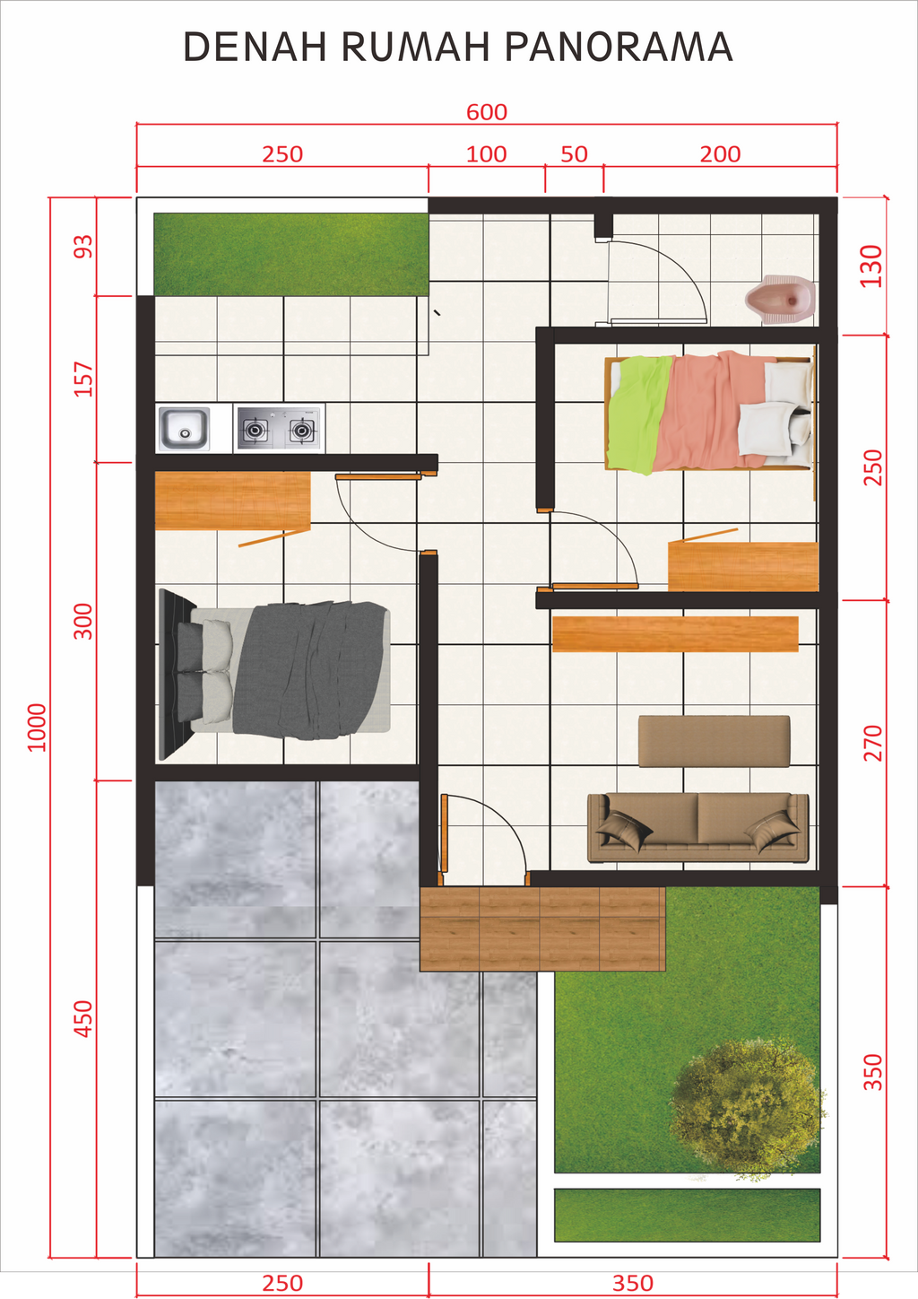 foto denah rumah tipe 34/60 perumahan PANORAMA SIRNAJAYA RESIDENCE