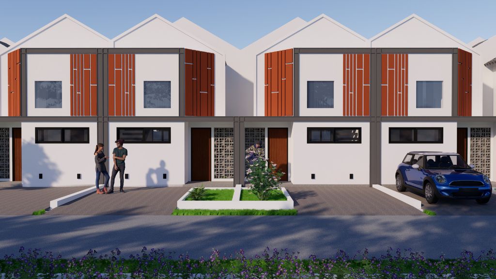 foto tampak rumah tipe LAVENDER 50/60 perumahan BANYU BIRU RIVERSIDE
