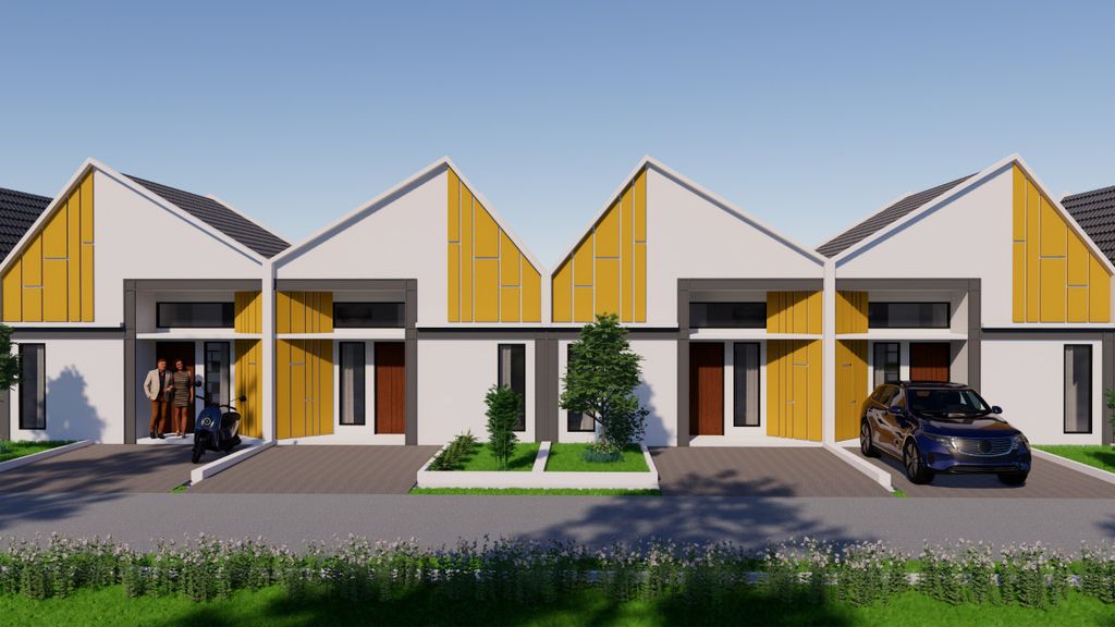foto tampak rumah tipe CHRYSANT 36/72 perumahan BANYU BIRU RIVERSIDE