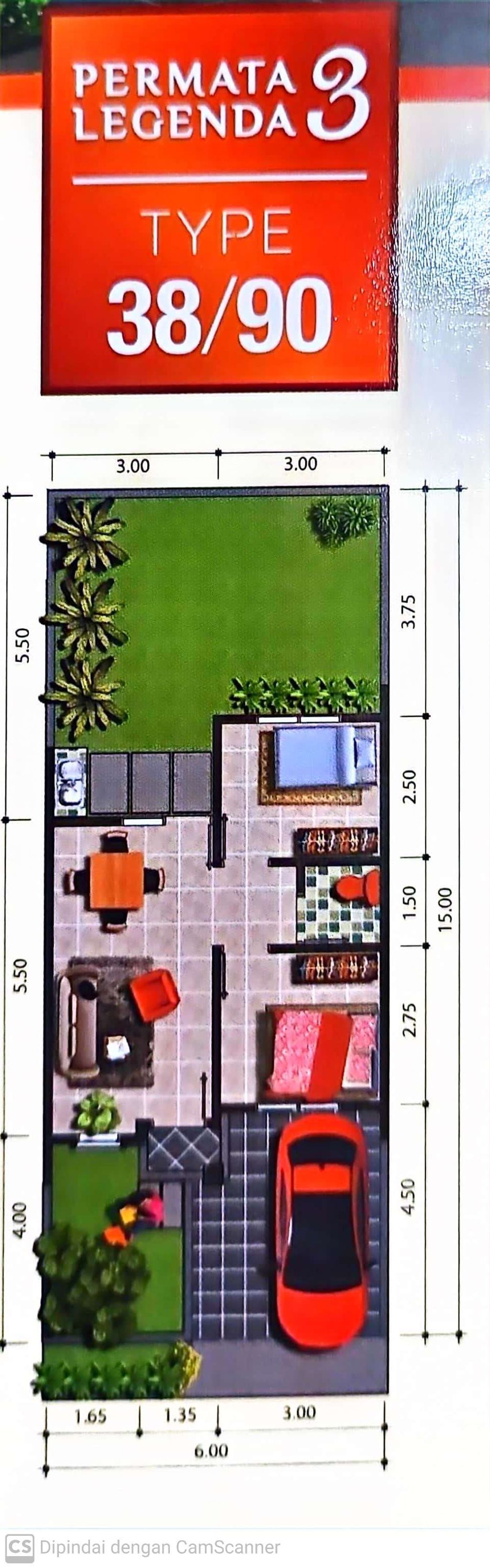 foto denah rumah tipe 38/90 CLUSTER 5 perumahan Permata Legenda 3