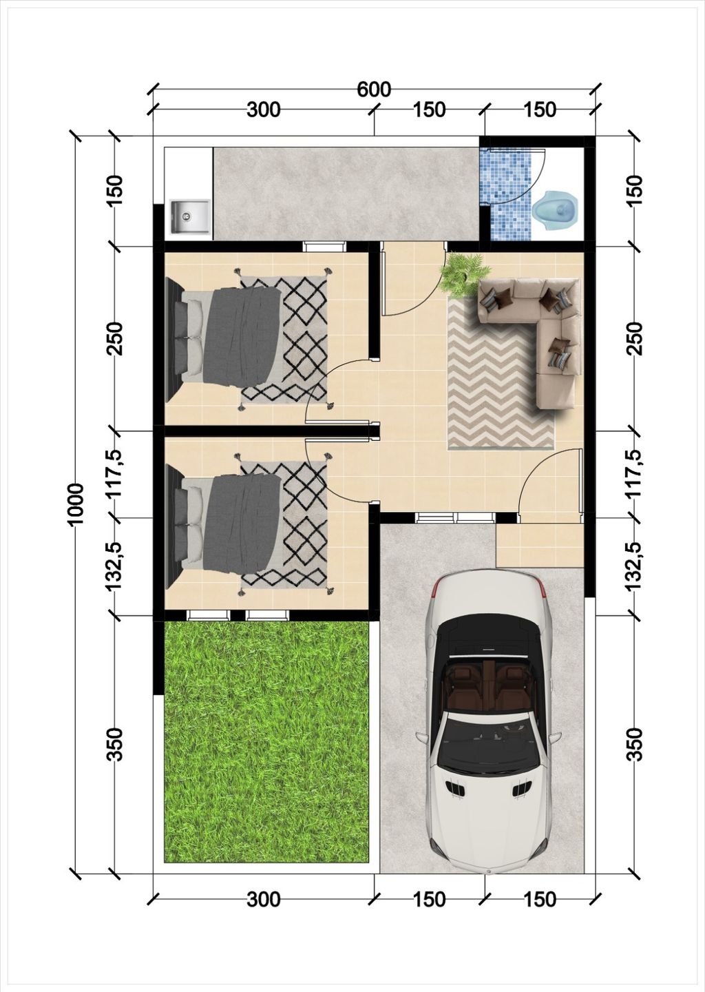 foto denah rumah tipe 30/60 perumahan J-Royal Residence