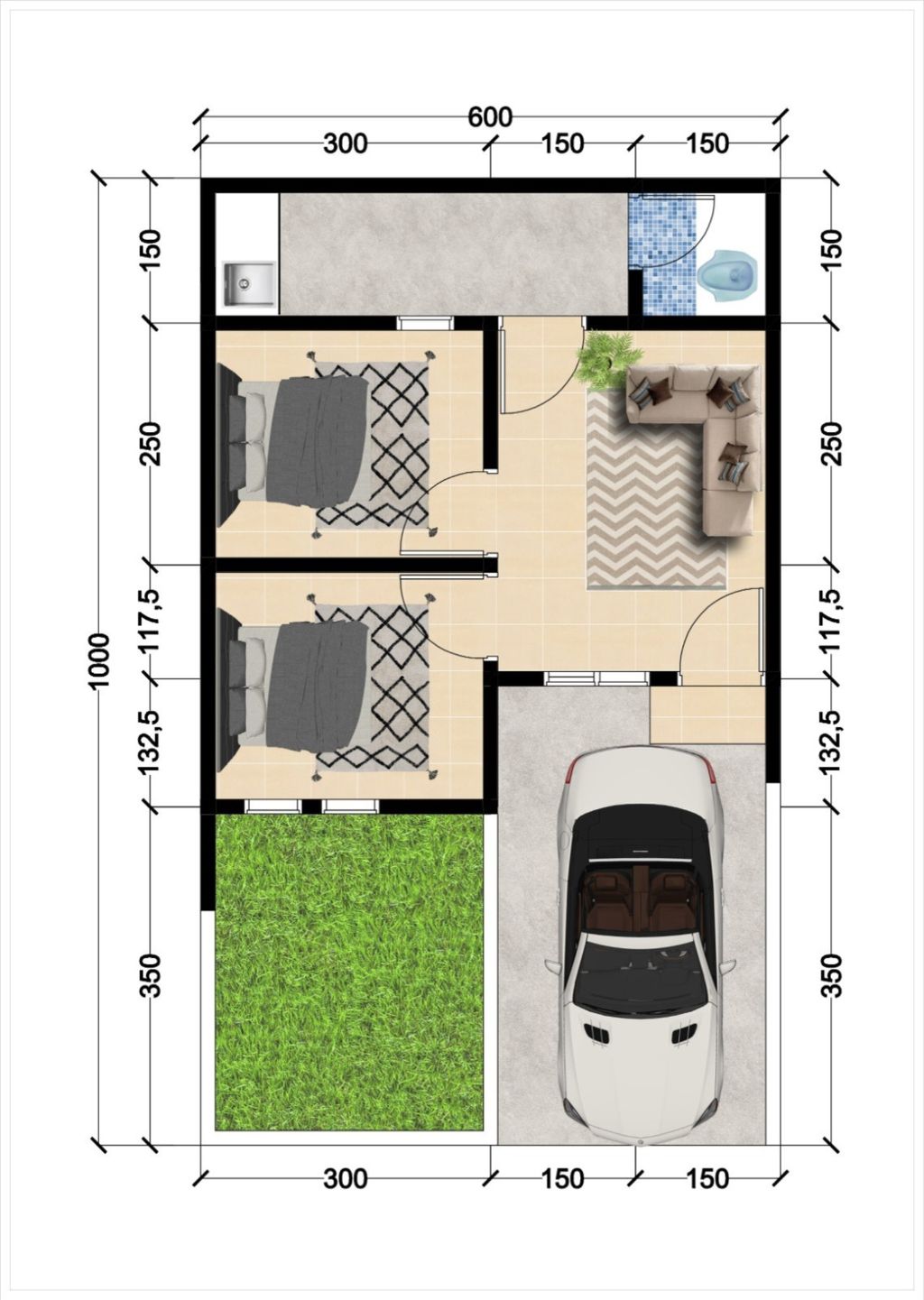 foto denah rumah tipe 36/60 perumahan J-Royal Residence