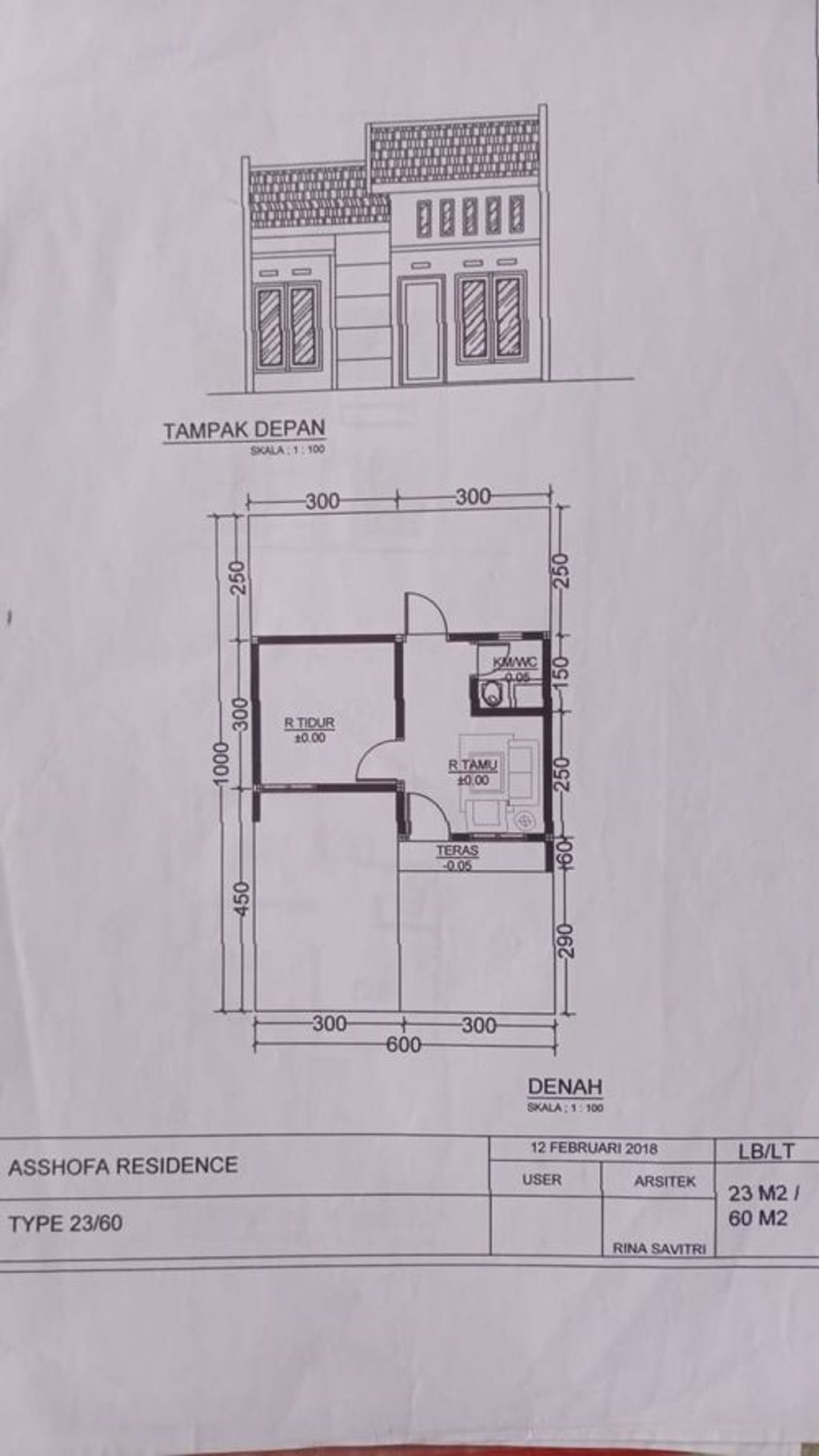 foto denah rumah tipe 23 perumahan TUREN INDAH REGENCY 3