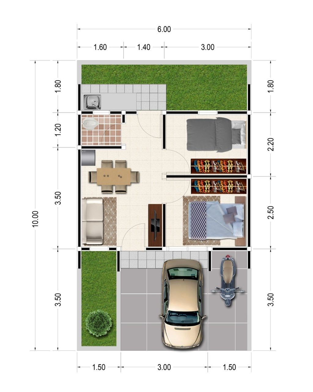 foto denah rumah tipe 29/66 perumahan PERMATA KARAWANG RESIDENCE