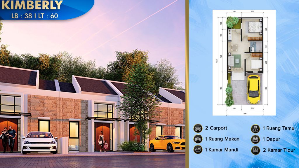 foto tampak rumah tipe Kimberly perumahan Golden East North Boulevard