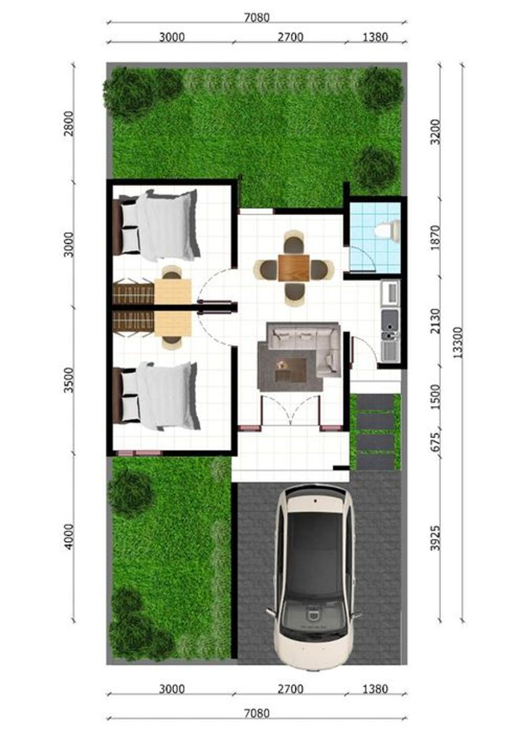 foto denah rumah tipe 40 perumahan WISMA PERMATA