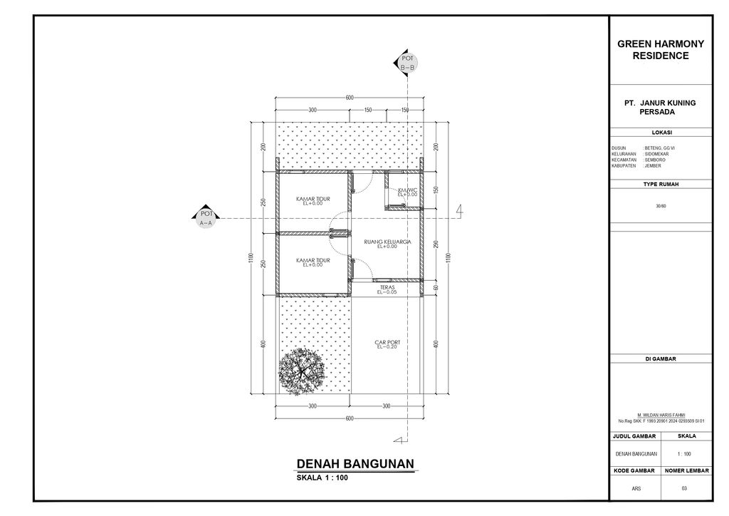 foto denah rumah tipe 30 perumahan GREEN HARMONI RESIDENCE