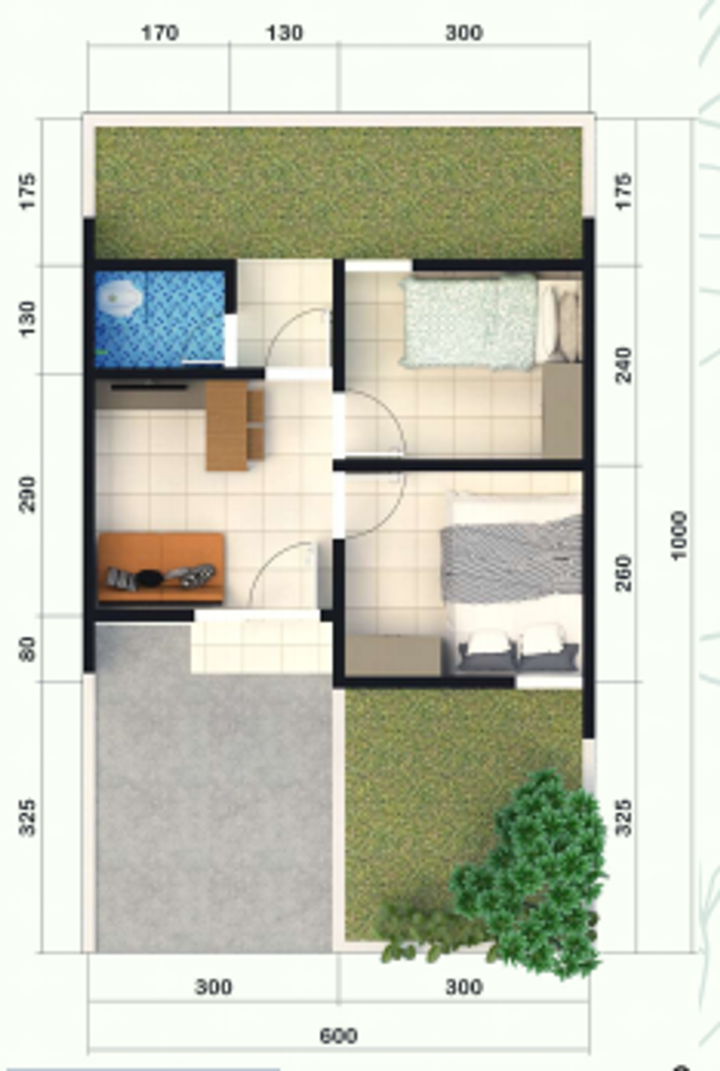 foto denah rumah tipe 27 perumahan PILAR RESIDENCE METESEH