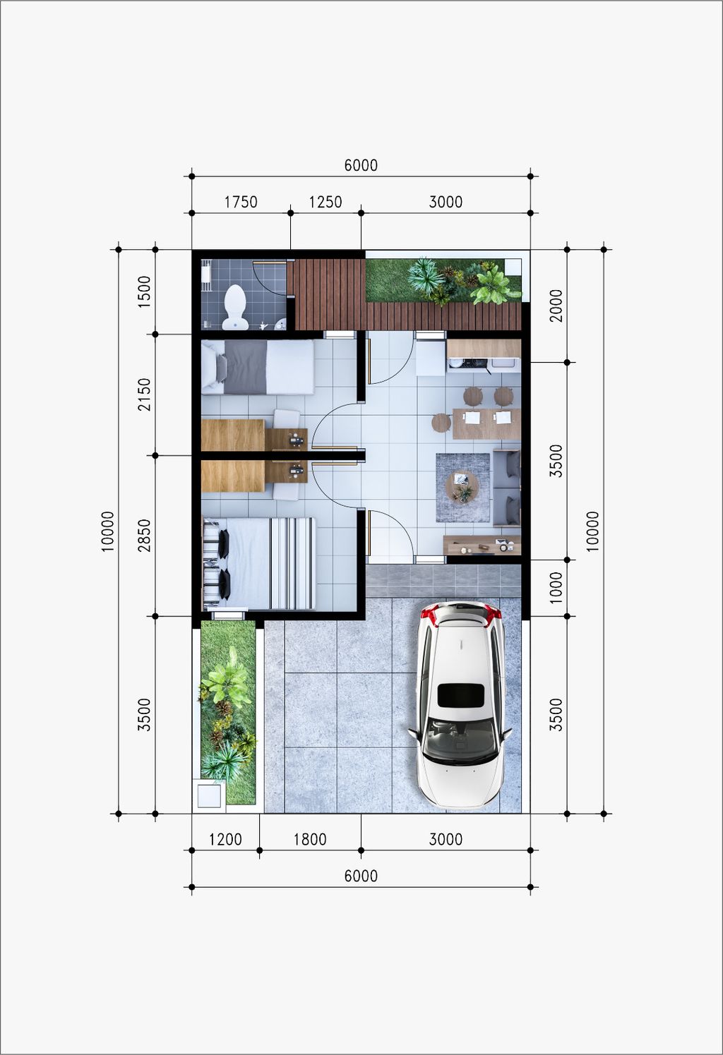 foto denah rumah tipe Komersil 36/60 perumahan KIYARA DAMAI