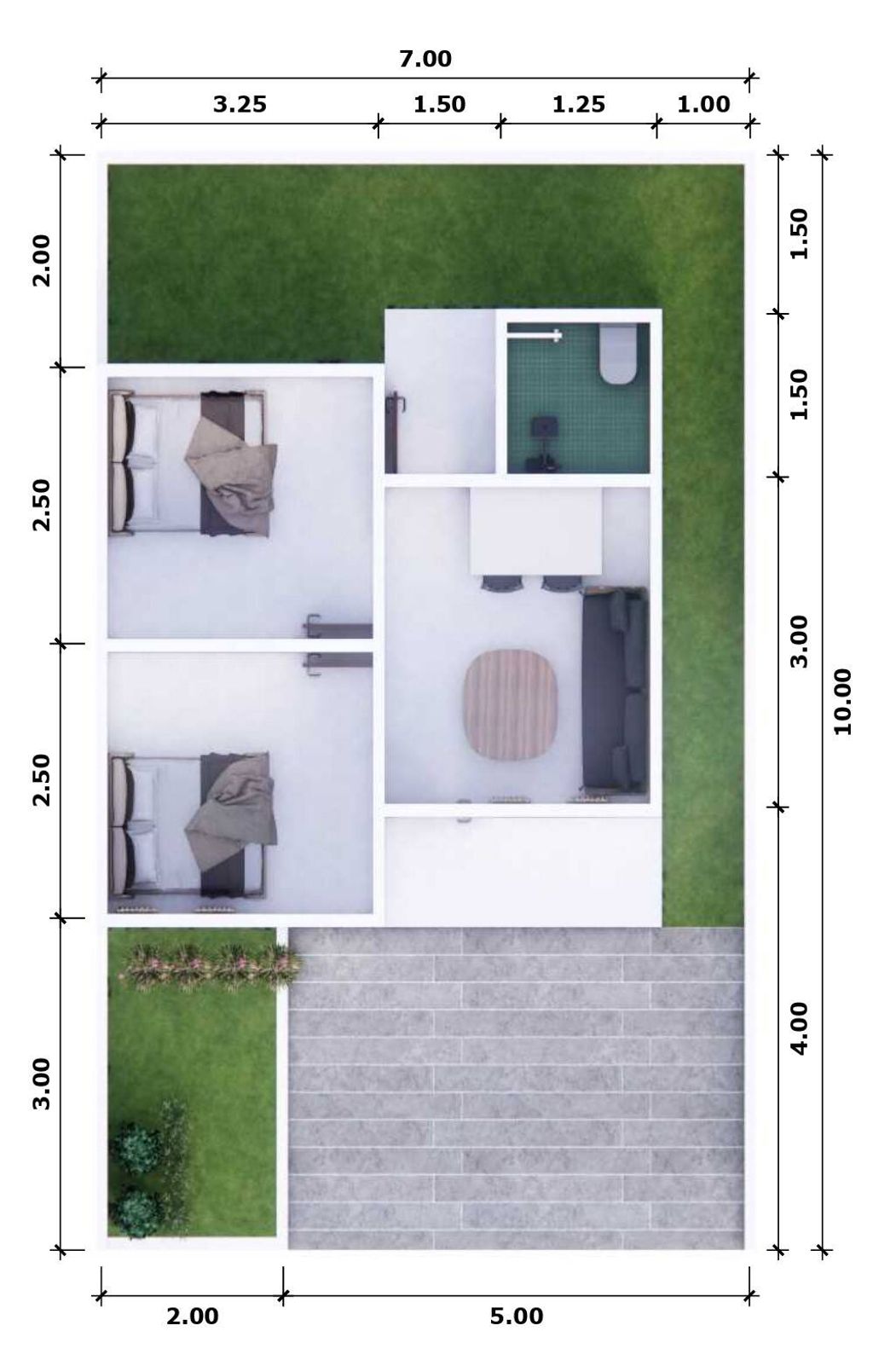 foto denah rumah tipe LOTUS perumahan GRIYA UTAMA RESIDENCE TAHAP 6