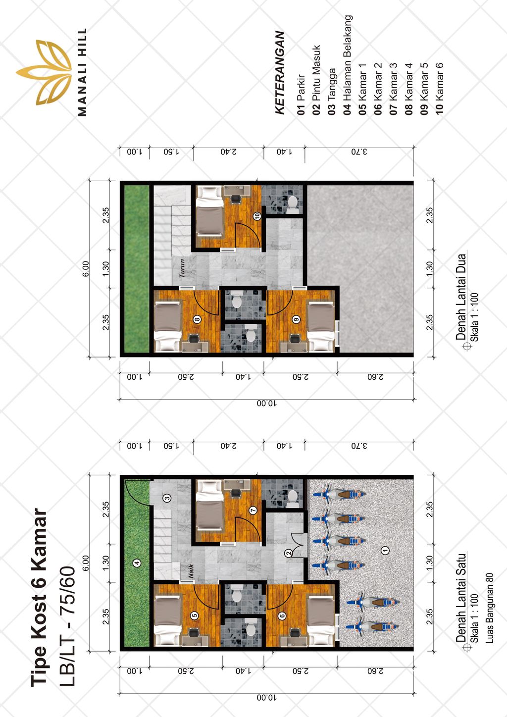 foto denah rumah tipe Emerald 6 Kamar perumahan Greenstone