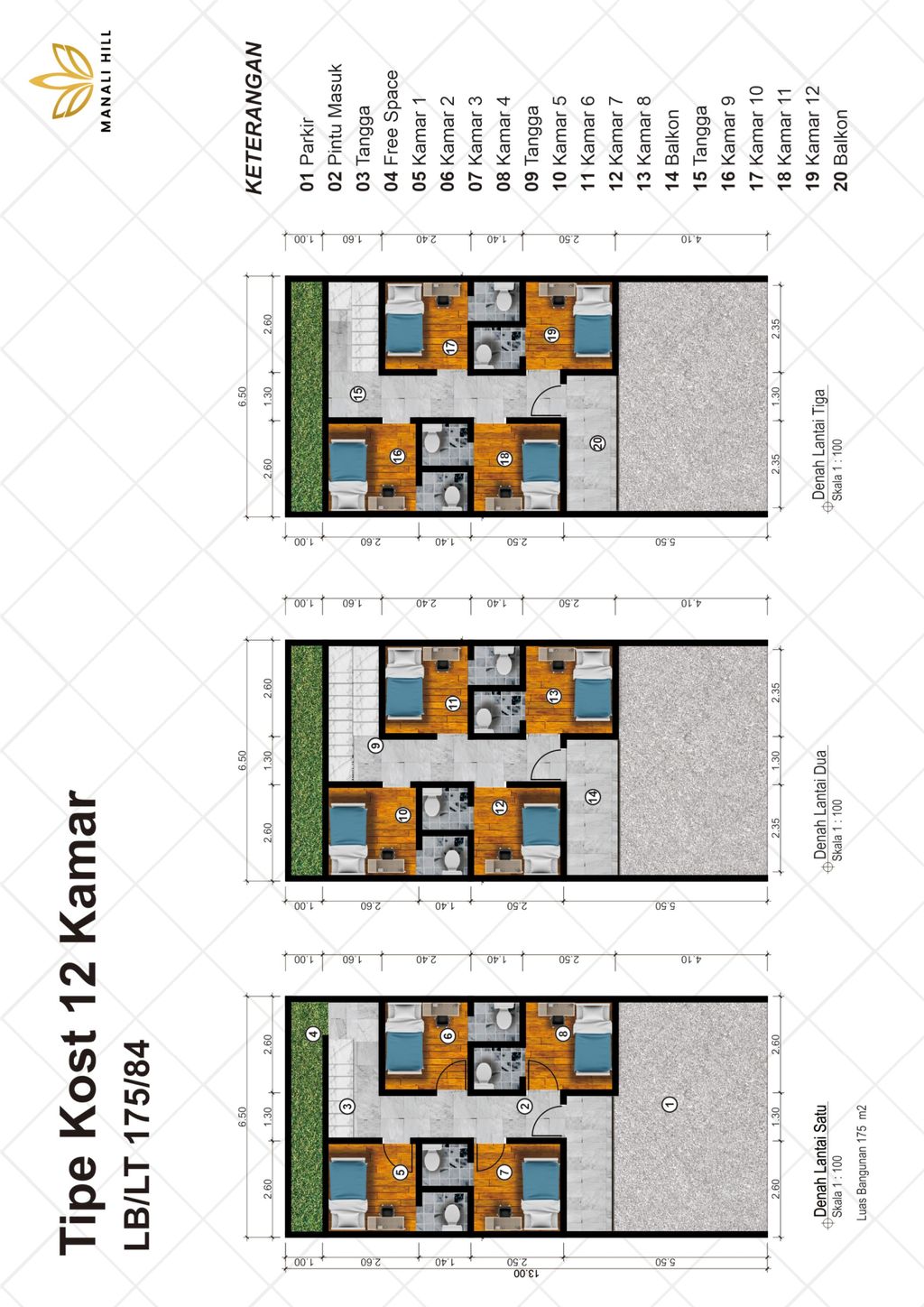 foto denah rumah tipe Villatel perumahan Greenstone