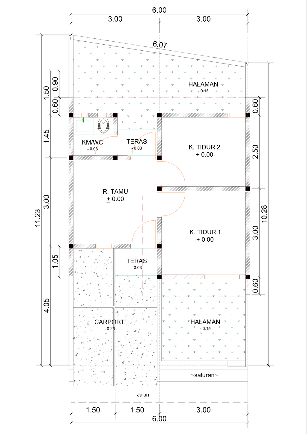 foto denah rumah tipe I02-10 (2024) perumahan Kepuren Residence (Kepuren)