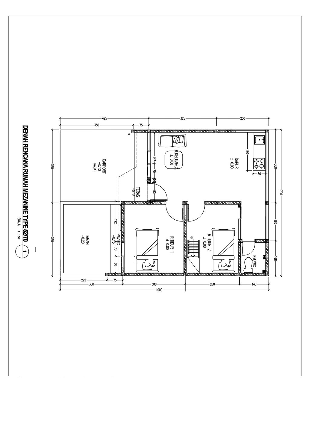 foto denah rumah tipe MEZZANINE 52/70 perumahan PANORAMA TAMAN SARI