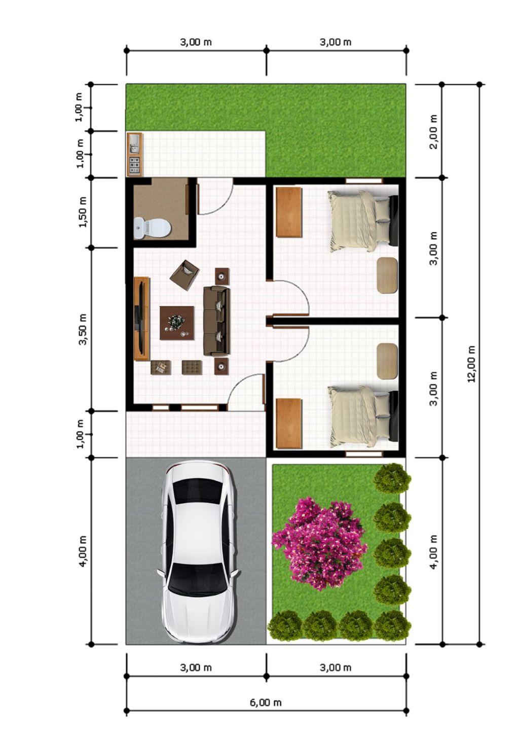 foto denah rumah tipe 36/72 perumahan Pratama Regency