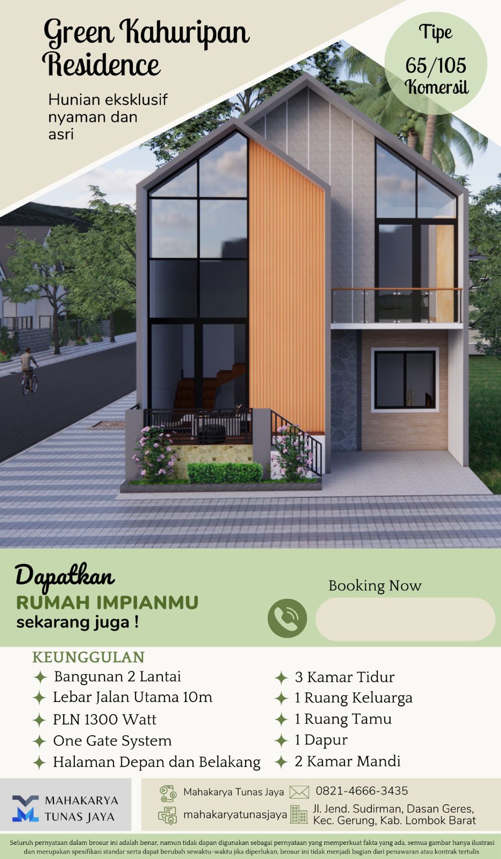 foto tampak rumah tipe 75/105 perumahan GREEN KAHURIPAN RESIDENCE