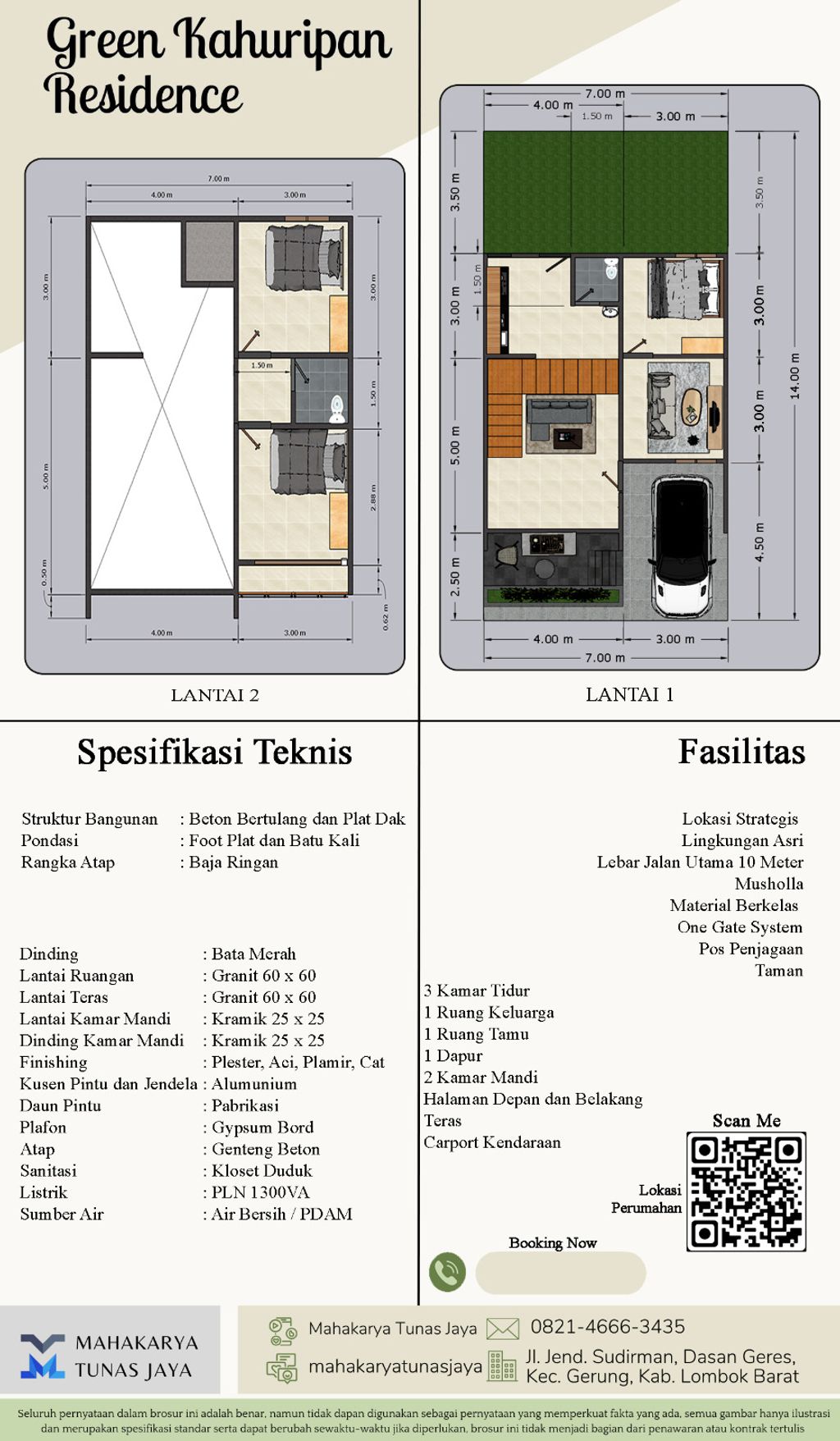 foto denah rumah tipe 75/105 perumahan GREEN KAHURIPAN RESIDENCE