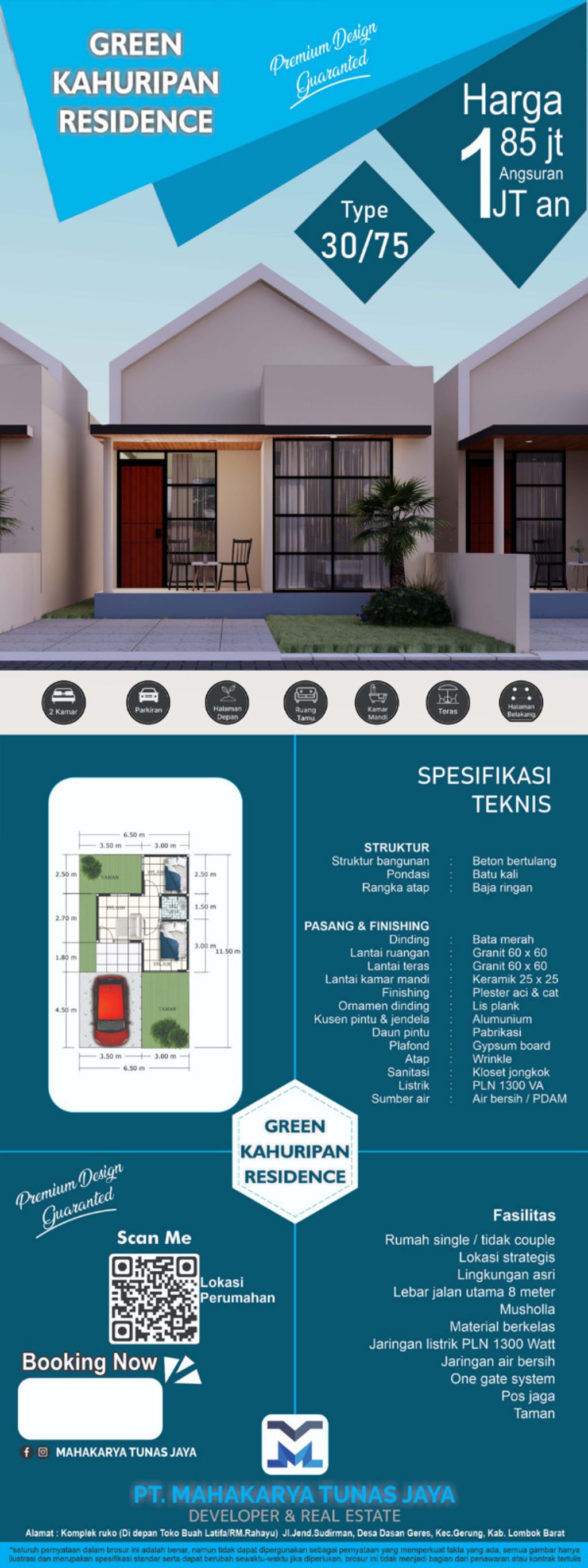 foto denah rumah tipe 30/75 perumahan GREEN KAHURIPAN RESIDENCE