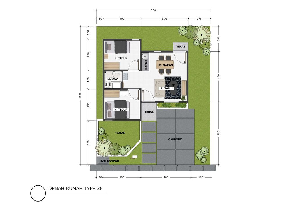 foto denah rumah tipe 36 perumahan GRAND BUMARA REGENCY