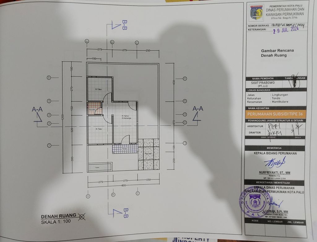 foto denah rumah tipe MBR 36 SUBSIDI perumahan TONDO GREEN VIEW