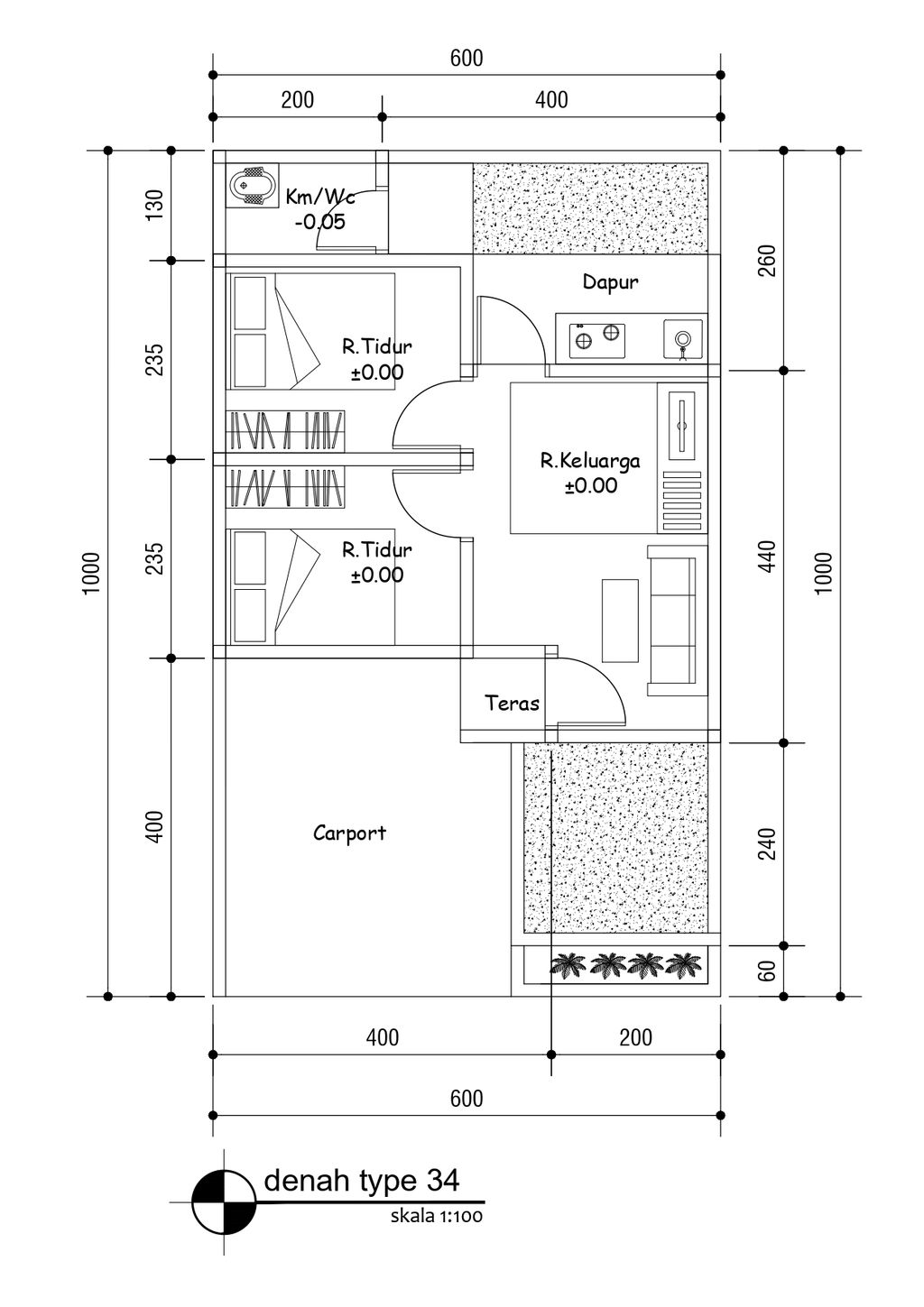 foto denah rumah tipe 34/60 (PMK 2024) perumahan Godam Sawargi Residence