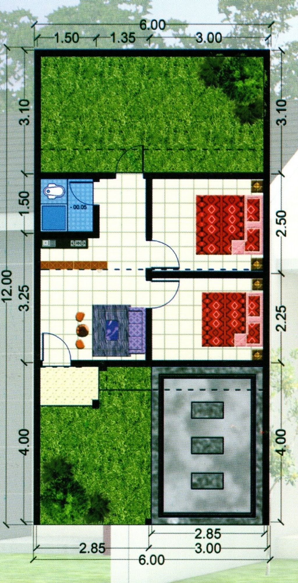 foto denah rumah tipe 30/72 perumahan KOTA GALUH TAHAP 8B