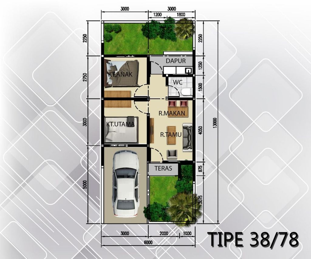 foto denah rumah tipe 38 perumahan JINGGA RESIDENCE SOREANG TAHAP II