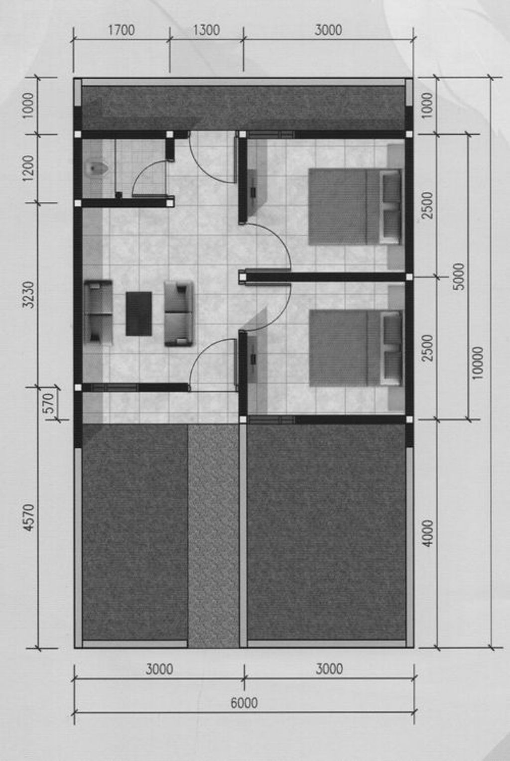 foto denah rumah tipe 30/60 H12/15 perumahan Ciomas Hills