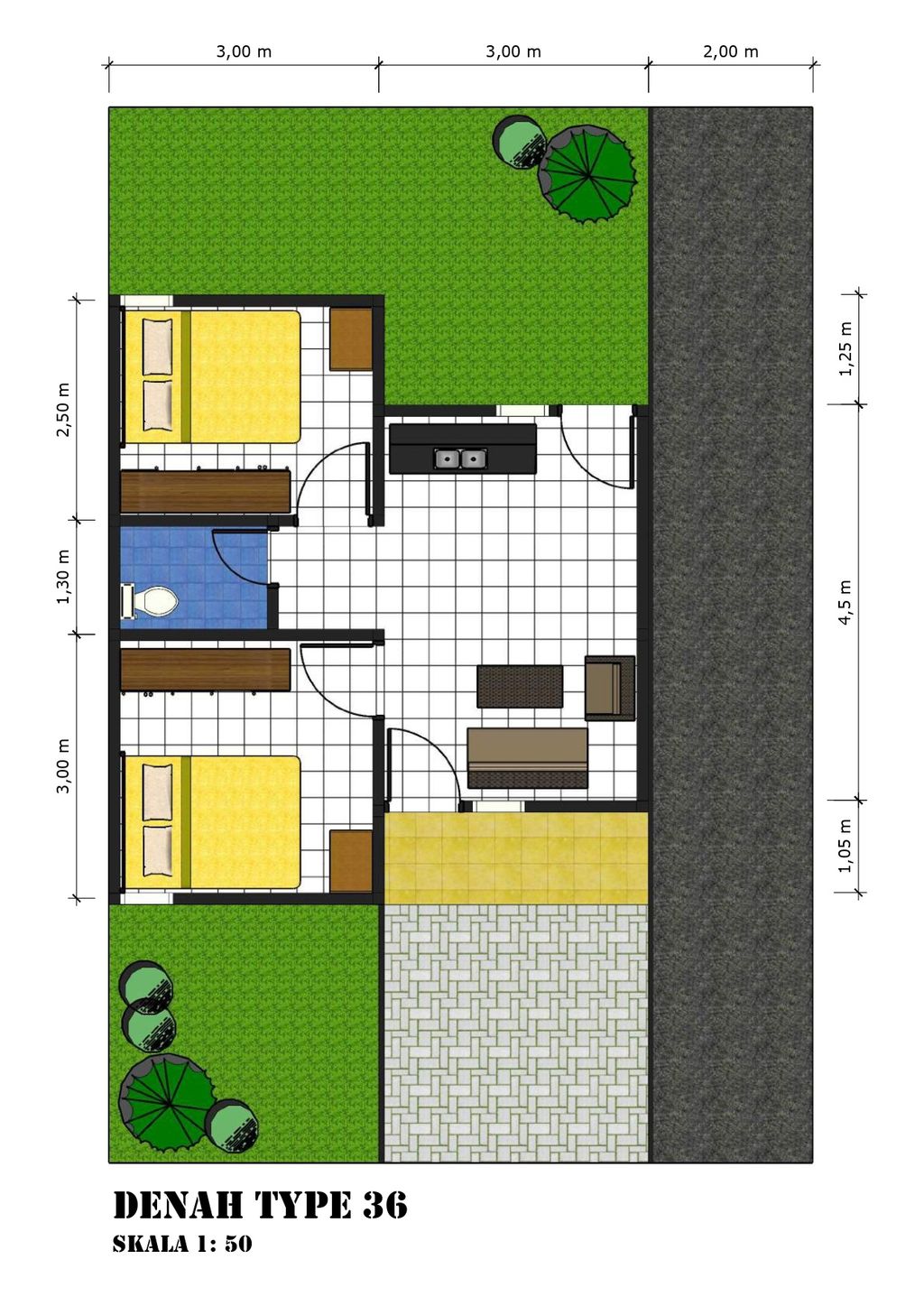 foto denah rumah tipe 36 perumahan COZY HOME ISIMU