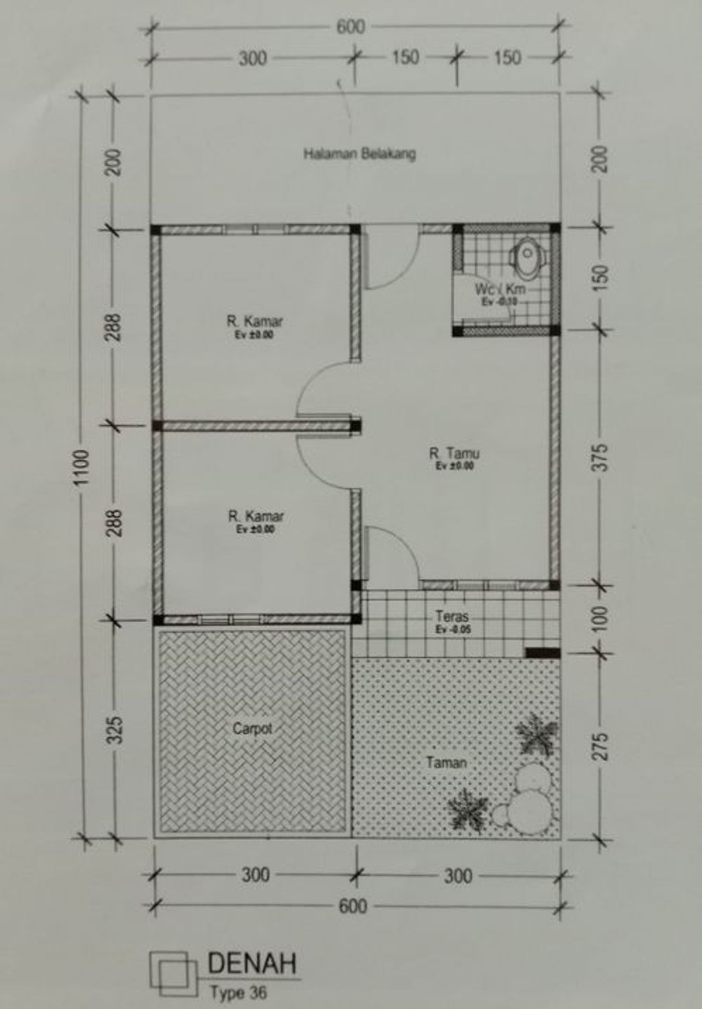 foto denah rumah tipe SUBSIDI 2024 perumahan TAMAN ARGOPURO INDAH 2