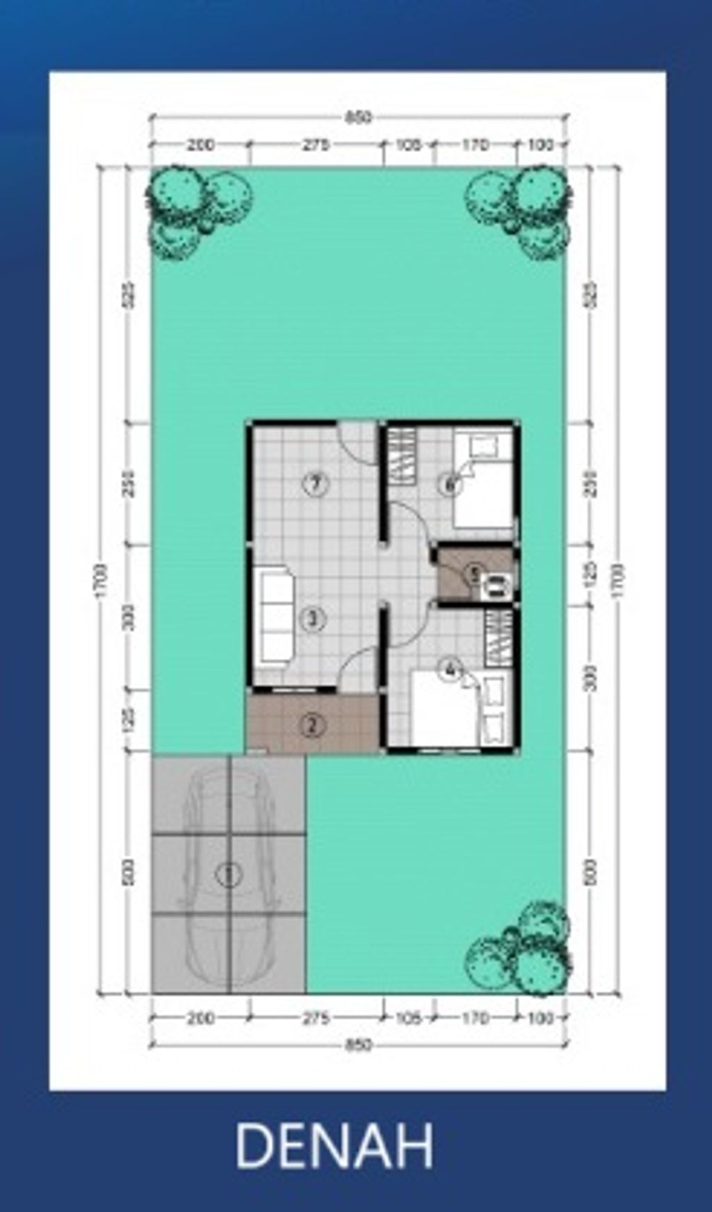 foto denah rumah tipe ZAMRUD perumahan VILLA QIRANI