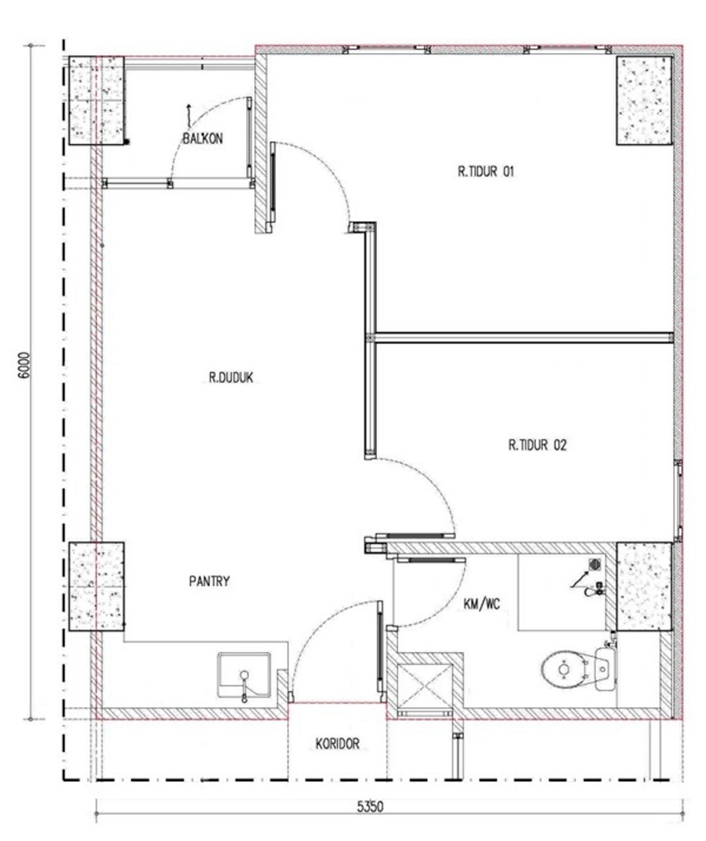 foto denah rumah tipe 2 BR C perumahan APARTEMEN EMERALD BINTARO