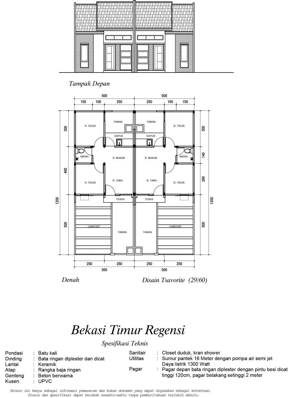 foto tampak rumah tipe TSAVORITE 5 perumahan BEKASI TIMUR REGENSI 5C