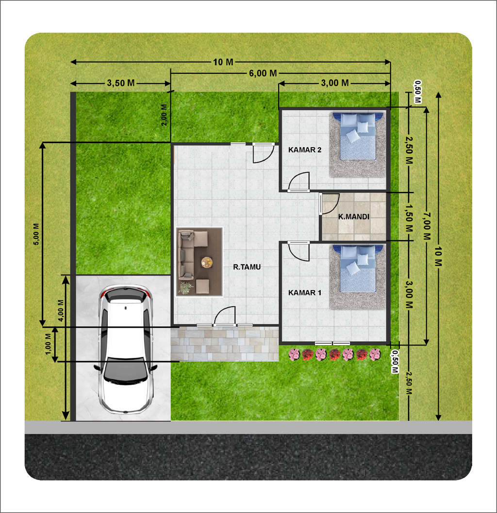 foto denah rumah tipe 36 perumahan Andalusia Residence