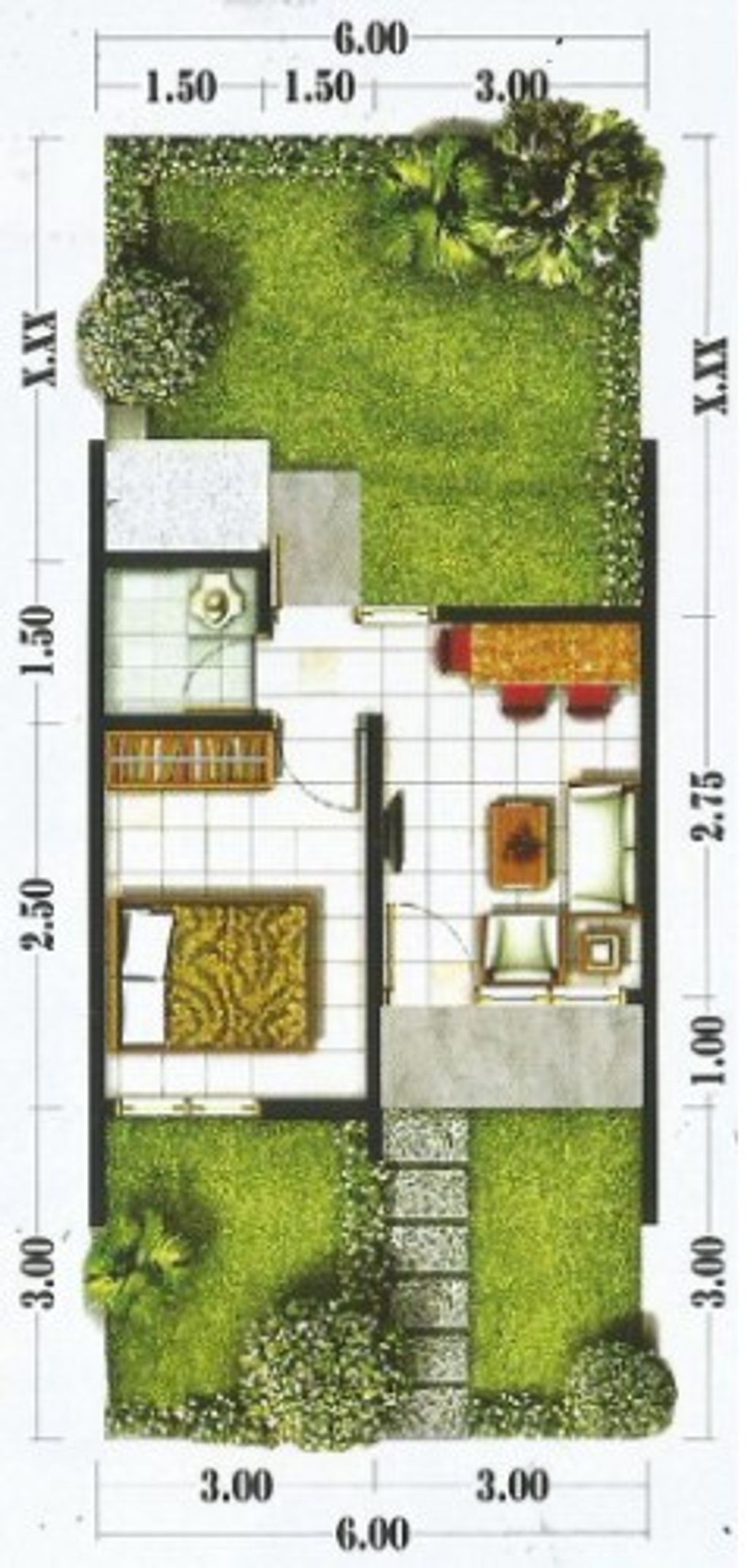 foto denah rumah tipe 22/60 (2024) (subsidi) perumahan GRAND TAMANSARI 2 - PERLUASAN