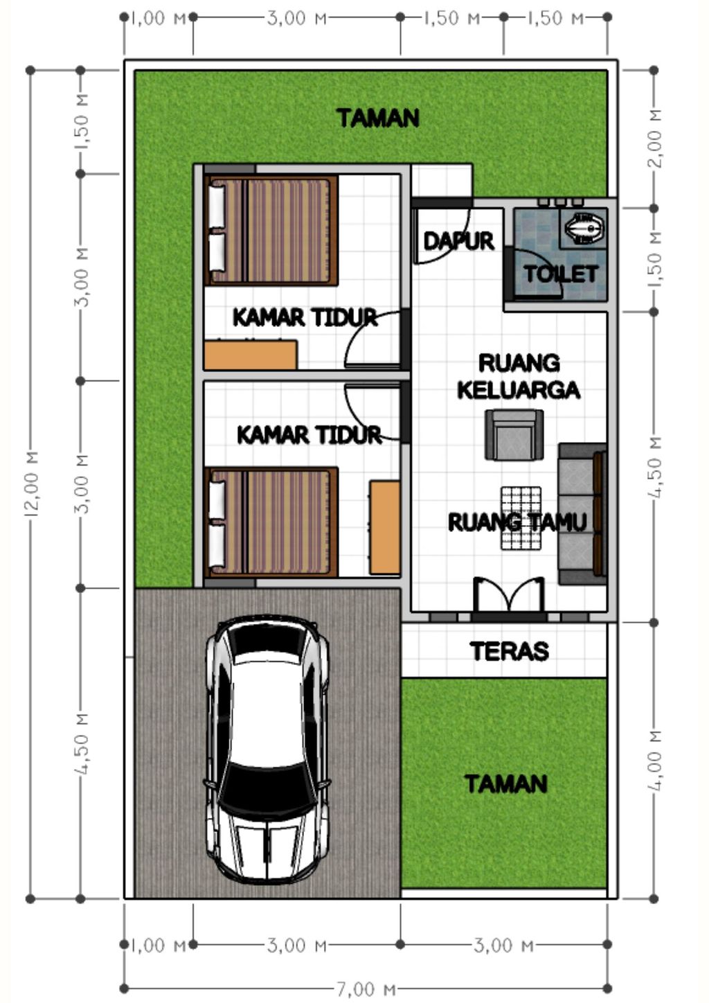 foto denah rumah tipe 36 perumahan GRAHA SEKIP MENCIRIM III