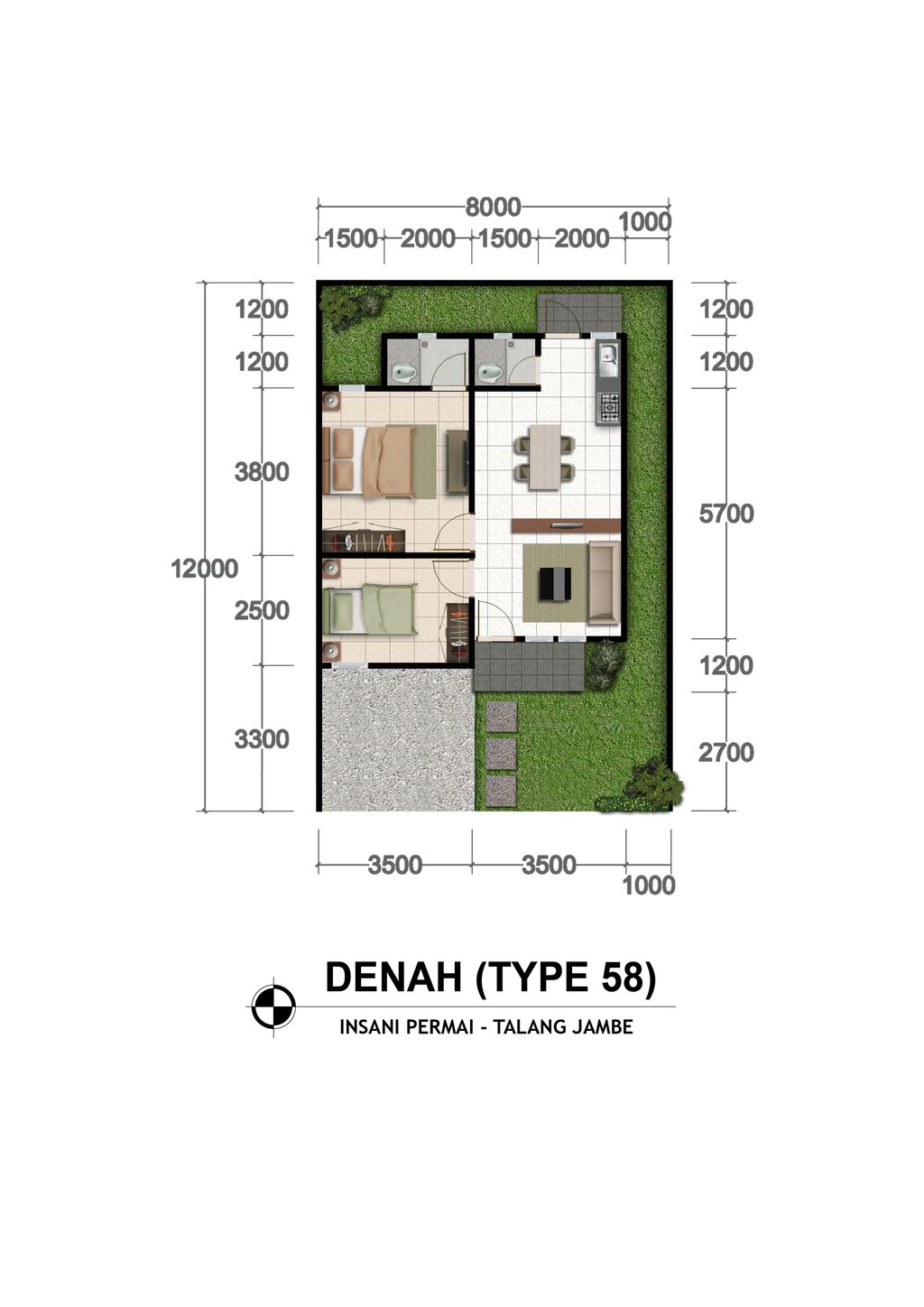 foto denah rumah tipe Rumah Tinggal 58/96 (5) perumahan Insani Permai
