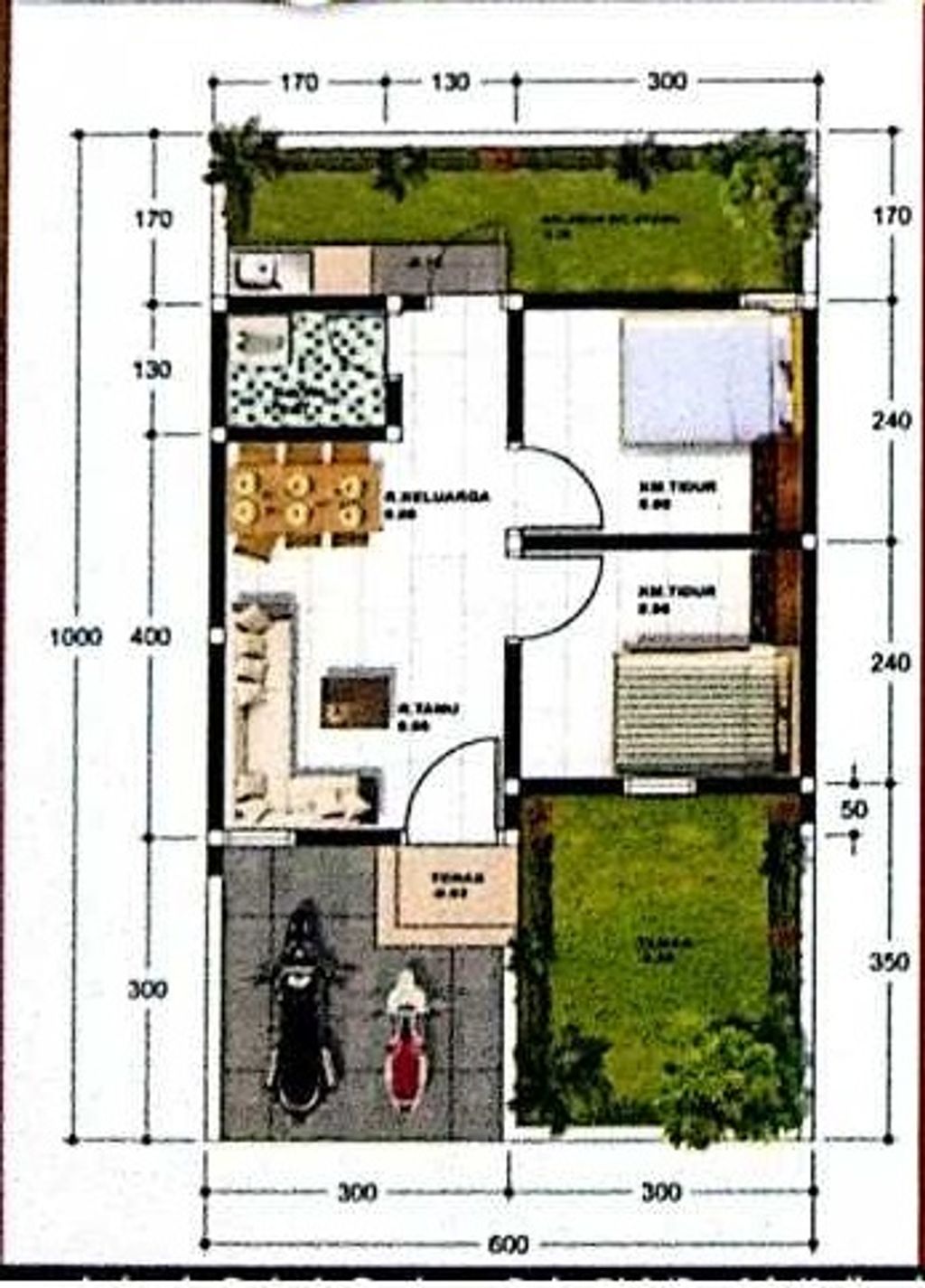 foto denah rumah tipe 30/60 perumahan Muna Plalar Permai
