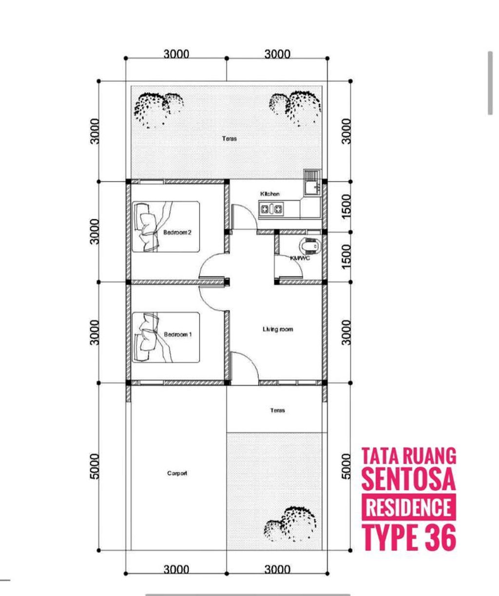 foto denah rumah tipe 36 (Subsidi) perumahan SENTOSA RESIDENCE