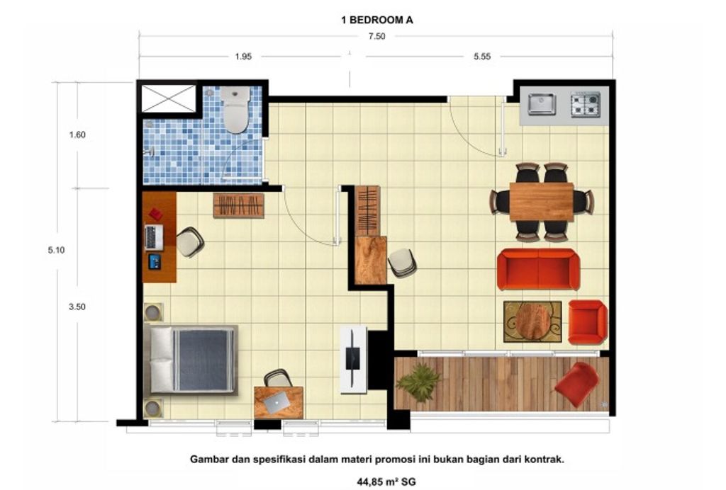 foto tampak rumah tipe 1 Bedroom A perumahan Taman Melati Yogyakarta @Sinduadi